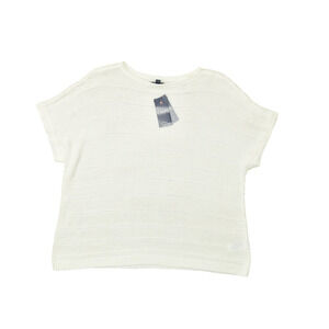 CHAPS Women's White Striped Short Sleeve Sweater Plus Size 2X Acrylic NEW